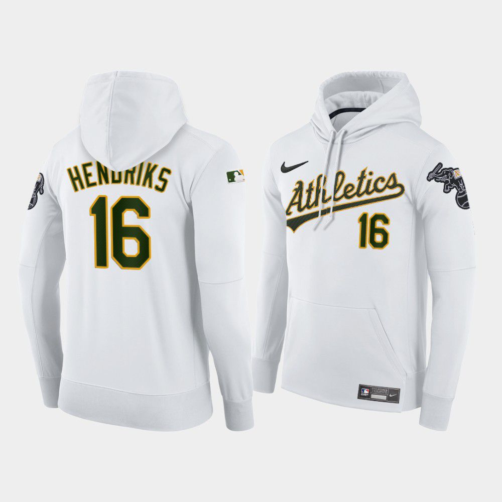 Men Oakland Athletics #16 Hendriks white home hoodie 2021 MLB Nike Jerseys